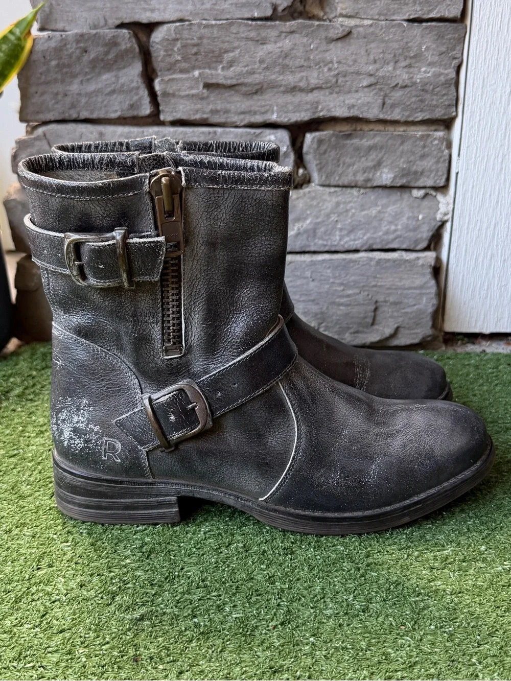 Roan By Bed Stu Becca Distressed Black Leather Women’s Boots